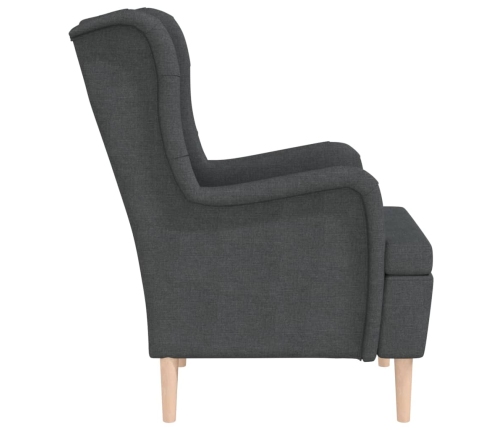 Sillón con patas de madera caucho maciza y tela gris oscuro