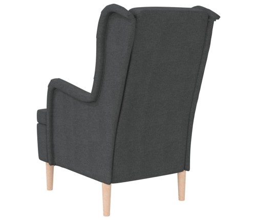 Sillón con patas de madera caucho maciza y tela gris oscuro