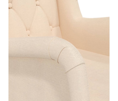 Sillón con patas de madera caucho maciza y tela crema