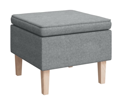 Taburete con patas de madera tapizado tejido gris claro