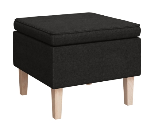 Taburete con patas de madera tapizado tejido negro