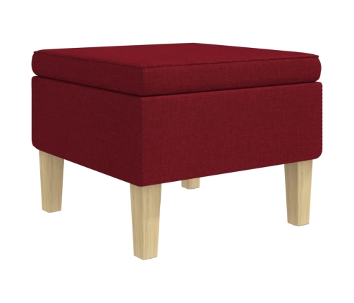 Taburete con patas de madera tapizado tela rojo tinto