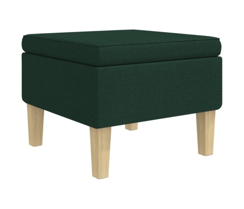 Taburete con patas de madera tapizado tejido verde oscuro