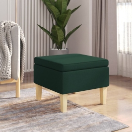 Taburete con patas de madera tapizado tejido verde oscuro