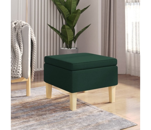 Taburete con patas de madera tapizado tejido verde oscuro