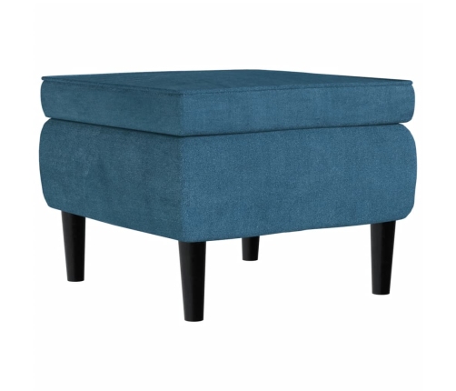 Taburete con patas de madera terciopelo azul