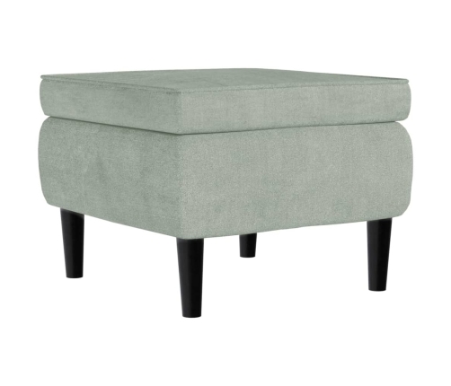 Taburete con patas de madera terciopelo gris claro