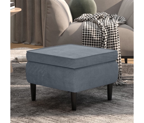 Taburete con patas de madera terciopelo gris oscuro