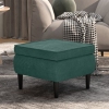 Taburete con patas de madera terciopelo verde oscuro