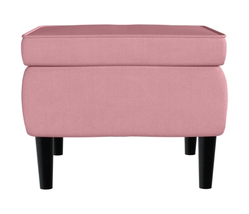 Taburete con patas de madera terciopelo rosa