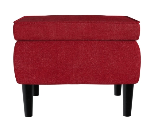 Taburete con patas de madera terciopelo rojo tinto