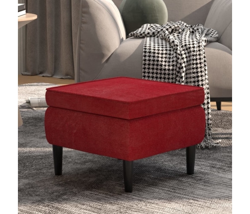 Taburete con patas de madera terciopelo rojo tinto