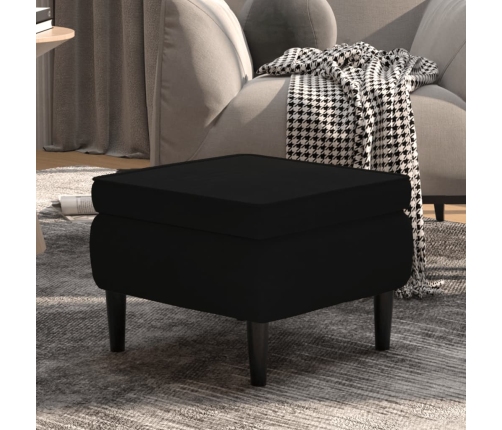 Taburete con patas de madera terciopelo negro