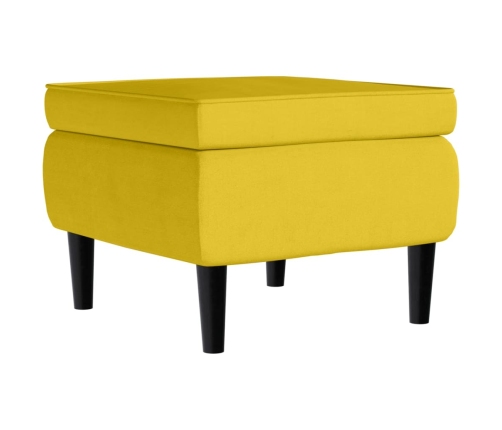 Taburete con patas de madera terciopelo amarillo