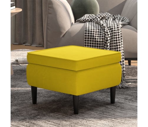 Taburete con patas de madera terciopelo amarillo