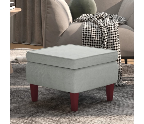 Taburete con patas de madera terciopelo gris claro