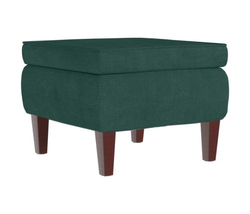 Taburete con patas de madera terciopelo verde oscuro