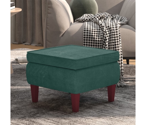 Taburete con patas de madera terciopelo verde oscuro