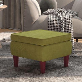 Taburete con patas de madera terciopelo verde claro