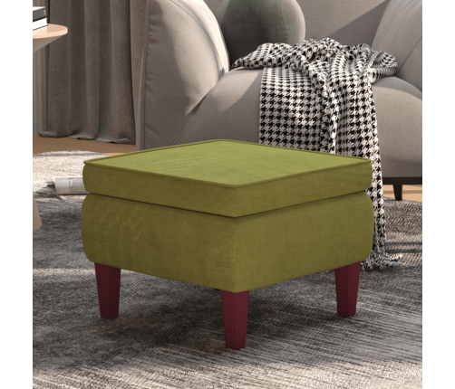 Taburete con patas de madera terciopelo verde claro