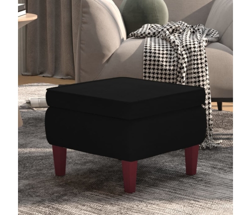 Taburete con patas de madera terciopelo negro