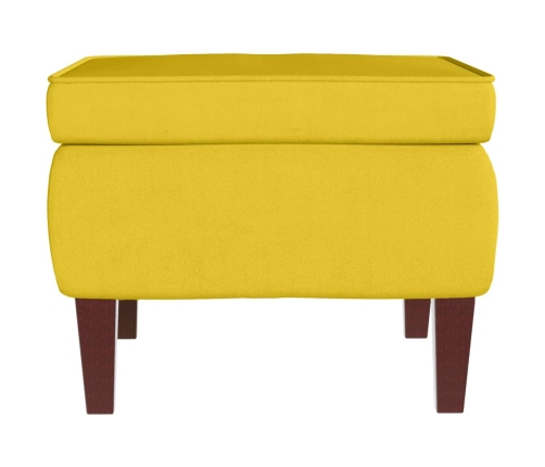 Taburete con patas de madera terciopelo amarillo