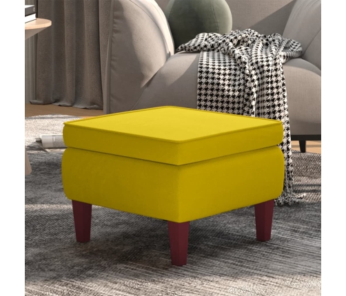 Taburete con patas de madera terciopelo amarillo