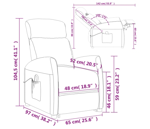 Sillón elevable tela morado