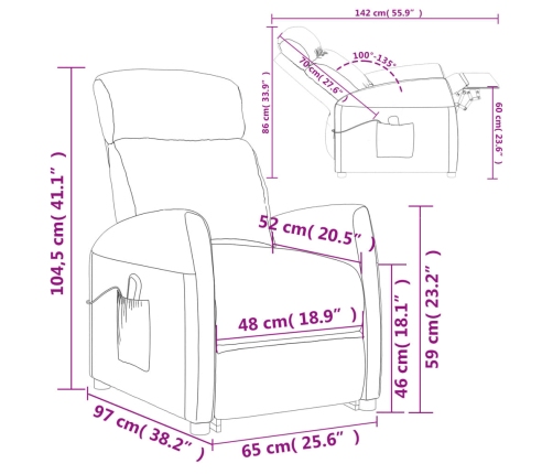 Sillón elevable tela gris taupe