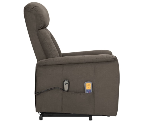 Sillón de masaje elevable de tela microfibra gris oscuro