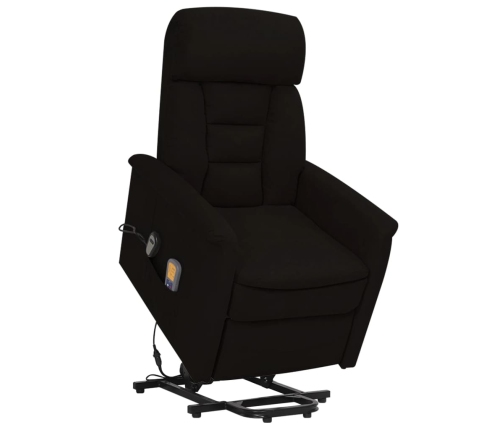 Sillón de masaje elevable de tela microfibra negro