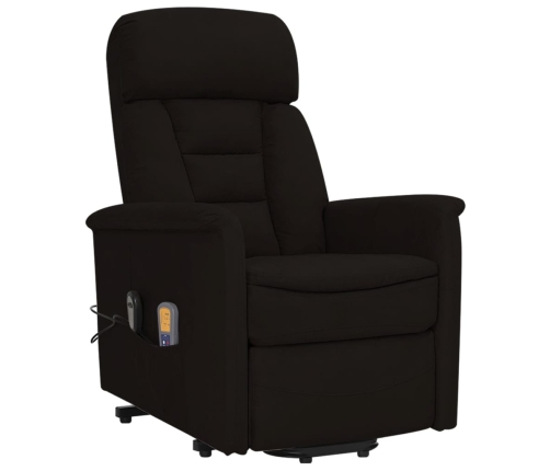 Sillón de masaje elevable de tela microfibra negro