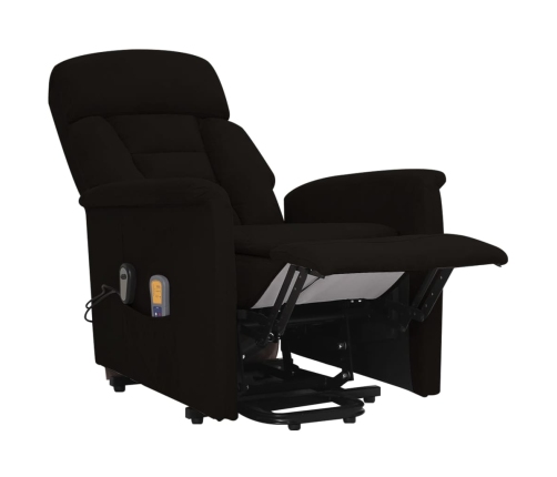 Sillón de masaje elevable de tela microfibra negro