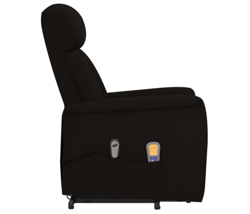 Sillón de masaje elevable de tela microfibra negro