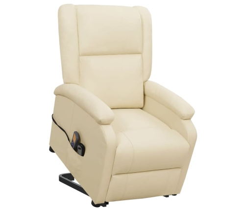 Sillón de masaje elevable cuero sintético crema