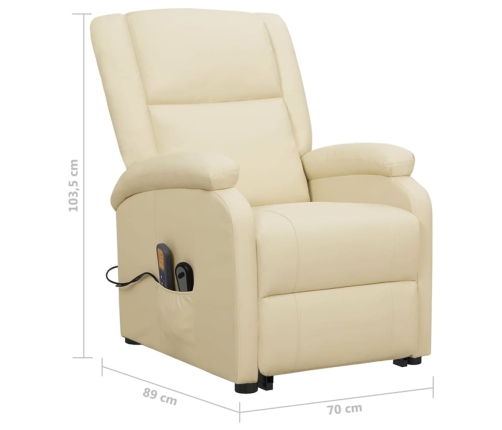 Sillón de masaje elevable cuero sintético crema