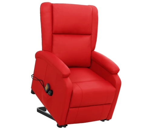 Sillón de masaje elevable cuero sintético rojo