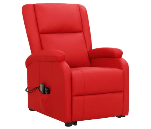 Sillón de masaje elevable cuero sintético rojo