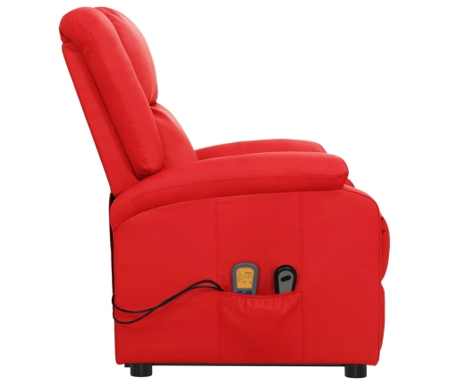 Sillón de masaje elevable cuero sintético rojo