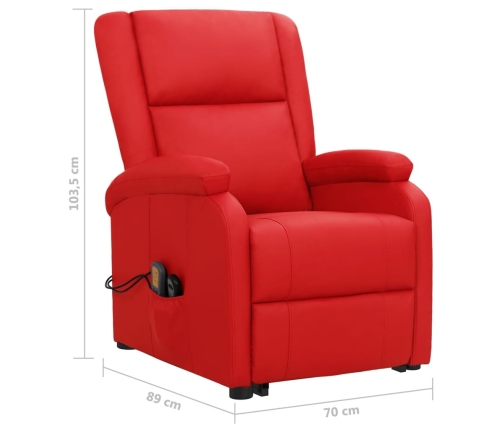 Sillón de masaje elevable cuero sintético rojo