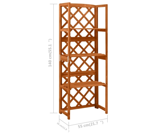 Enrejado con estantes madera maciza de abeto 55x30x140 cm