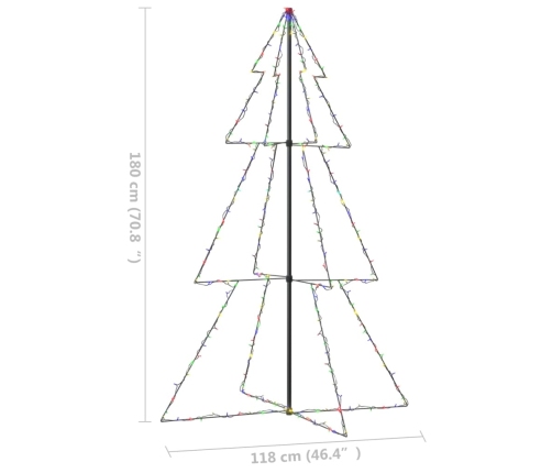 Árbol de Navidad 240 luces LED interior y exterior 118x180 cm