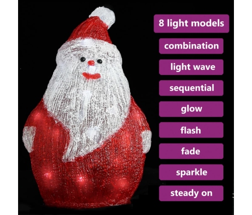 Figura de Papá Noel de acrílico navideño LED 28 cm