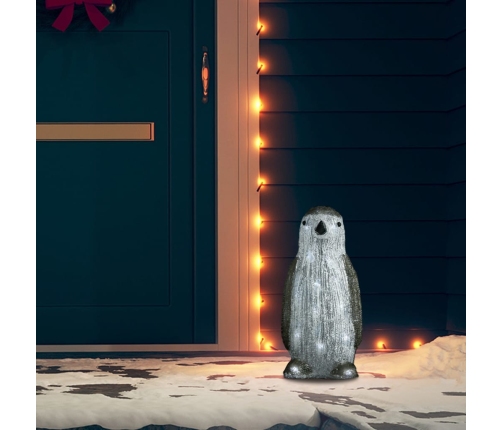 Figura de pingüino de acrílico navideño LED 30 cm