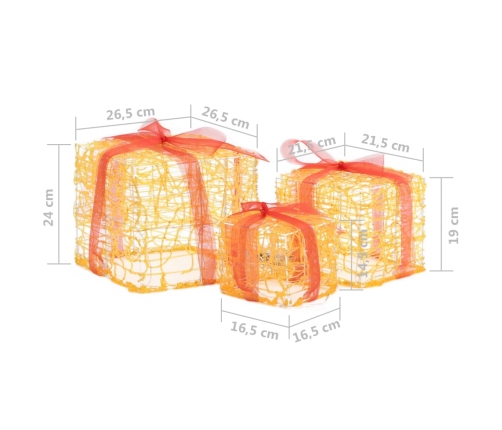 Caja decorativa de regalo Navidad acrílico 3 pzas blanco cálido