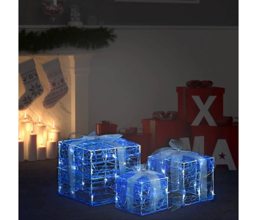 Caja decorativa de regalo Navidad acrílico 3 pzas blanco frío