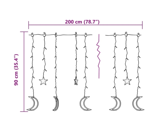 Luces estrella y luna 138 LEDs blanco frío con control remoto