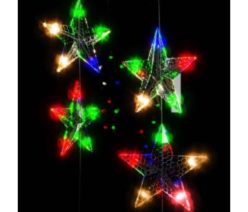 Cortina de luces estrellas 200 LEDs de colores 8 funciones