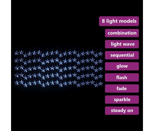 Cortina de luces estrellas 500 LEDs azul 8 funciones