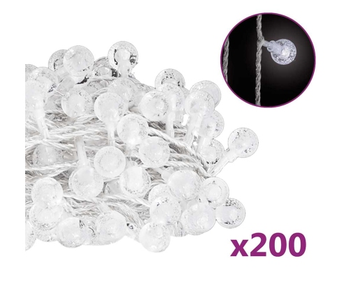 Guirnalda de luces globos 8 funciones 200 LED blanco frío 20 m